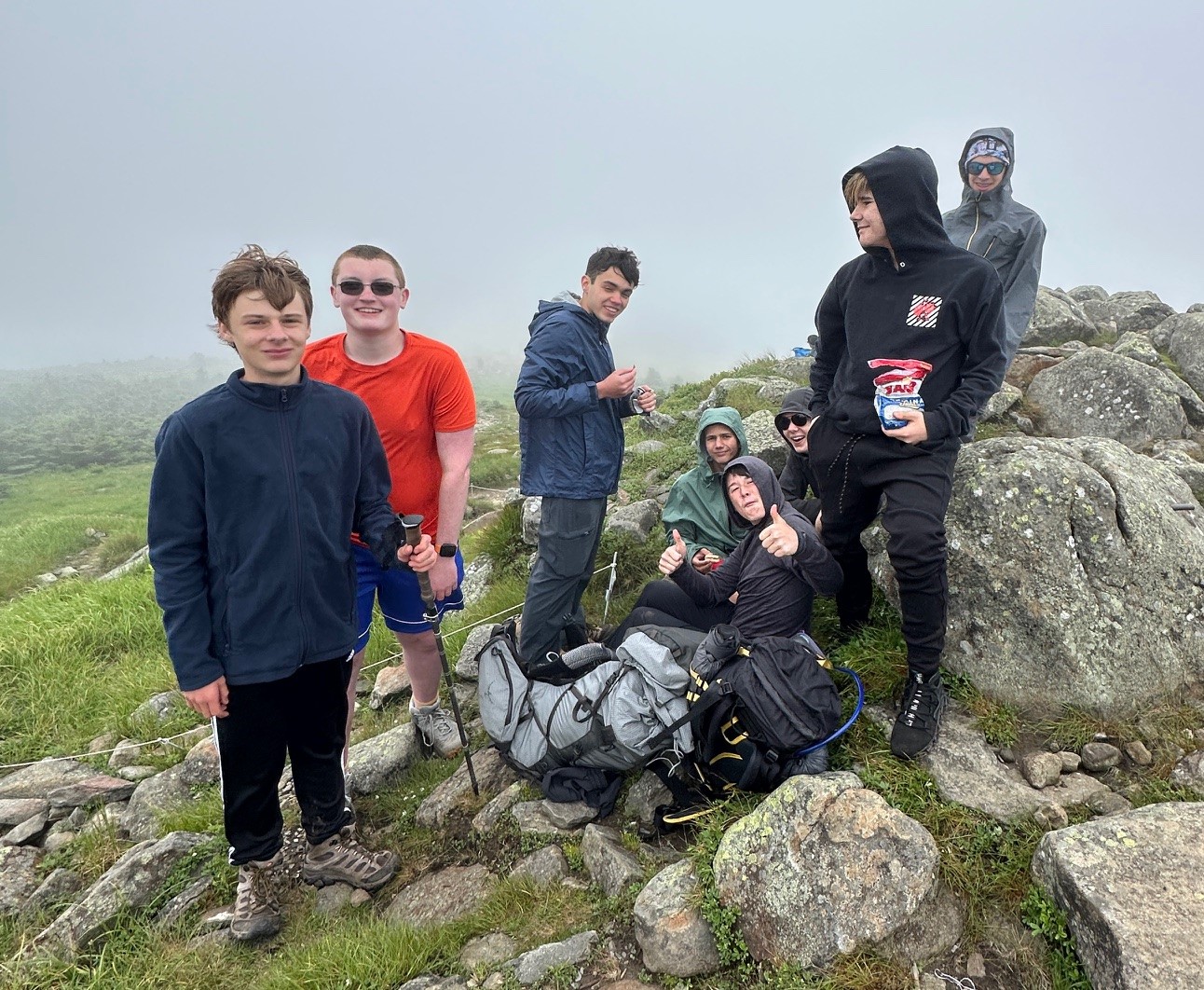 Scouts enjoying a snack on the hike